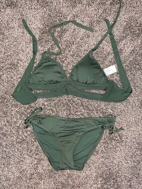 Olive Green Tie-Side Bikini Set